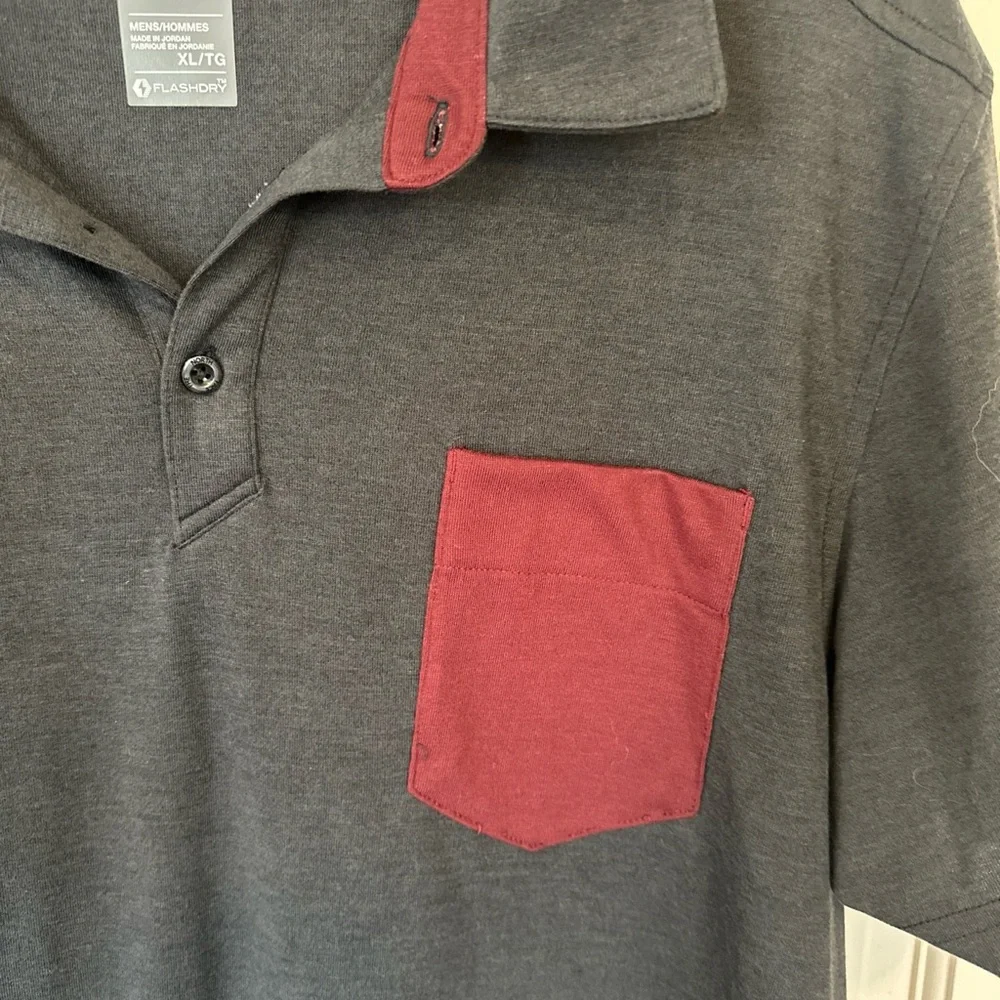 The North Face Men’s XL Gray Burgundy‎ Pocket Performance Polo Shirt FlashDry